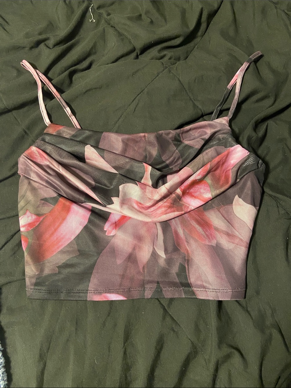 Flower Mesh Crop Tank